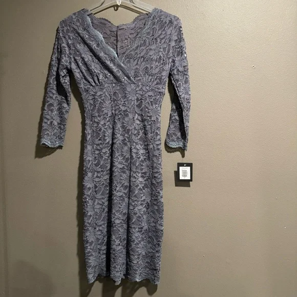 MARINA | Dresses | Marina Gunmetal Lace Sequins Dress Size 6 | Poshmark